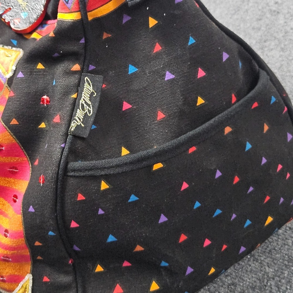 Vintage Laurel Burch Cats Weekender Bag Boho Tote Travel Duffle Mystical Artsy - Picture 7 of 14